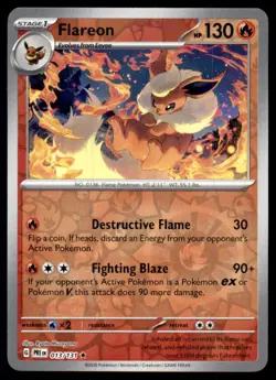 Flareon 013/131 Holo Rare Prismatic Evolutions Pokemon Reverse Holo Near Mint - Image 1