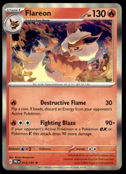 Flareon 013/131 Holo Rare Prismatic Evolutions Pokemon Holo Near Mint - Image 1