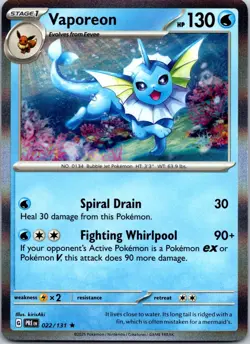 Vaporeon 022/131 Holo Rare Prismatic Evolutions Pokemon Holo Near Mint - Image 1