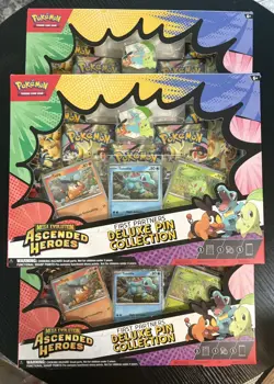 Pokemon TCG Mega Evolution Ascended Heroes Deluxe Pin Collection Lot of 3 Boxes - Image 1