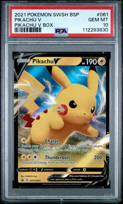 2021 POKEMON SWSH BLACK STAR PROMO PIKACHU V BOX #061 PIKACHU V PSA 10 - Image 1