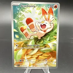 Pokemon Scorbunny 225/217 Rare Full Art Holo English Basic 70 HP Yuu Nishida - Image 1
