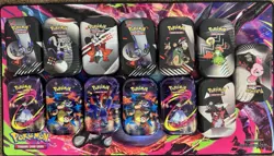 Lot Of 13 EMPTY Pokemon TCG Mini tins From Scarlet And Violet & Mega Evolutions - Image 1
