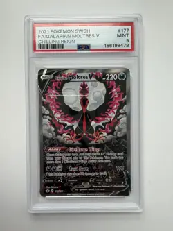 2021 Pokemon Chilling Reign Galarian Moltres V Alt Full Art 177/198 PSA 9 - Image 1