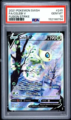 2021 POKEMON SWORD & SHIELD FUSION STRIKE #245 FULL ART/CELEBI V PSA 10 - Image 1