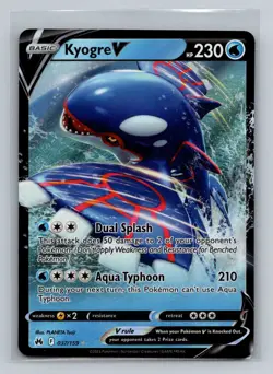 Pokemon TCG Kyogre V Sword & Shield-Crown Zenith 037/159 Full Art Ultra Rare - Image 1