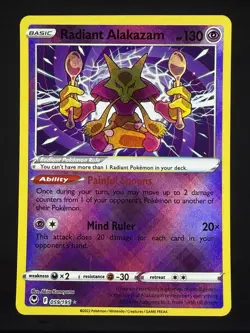 Radiant Alakazam 059/195 Holo - Pokemon TCG SWSH12: Silver Tempest - Image 1