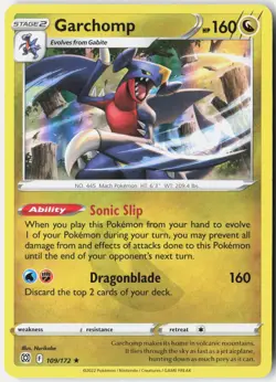 GARCHOMP 109/172 HOLO RARE BRILLIANT STARS POKEMON HOLO NM - Image 1