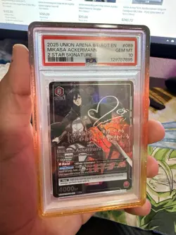 Bandai Union Arena Attack on Titan Mikasa Ackermann #089 2 Star Holo PSA 10 - Image 2