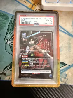 Bandai Union Arena Attack on Titan EN Levi #011 2 Star Signature Holo PSA 10 - Image 1