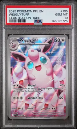 2025 POKEMON PFL EN-PHANTASMAL FLAMES ILLUSTRATION RARE #105 WIGGLYTUFF PSA 10 - Image 1