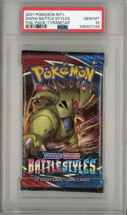 2021 POKEMON ENGLISH BATTLE STYLES FOIL PACK TYRANITAR GEM MT PSA 10 SEALED - Image 1