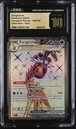 CGC 10 Farigiraf ex 194/162 2024 Temporal Forces - TEF EN Pristine Pokemon Card - Image 1
