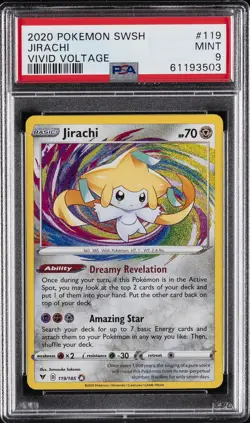 2020 POKEMON SWORD & SHIELD VIVID VOLTAGE #119 JIRACHI PSA 9 - Image 1
