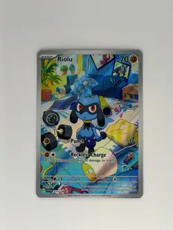 Pokemon TCG Riolu 215/198 SV01 Scarlet & Violet Illustration Rare Full Art Holo - Image 1