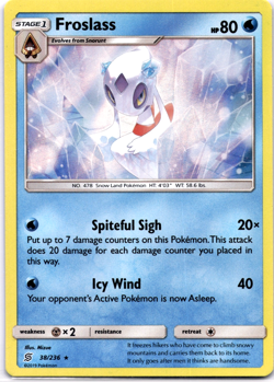 Pokemon TCG Froslass 38/236 Sm Unified Minds Holo Rare Lightly Played - Image 1