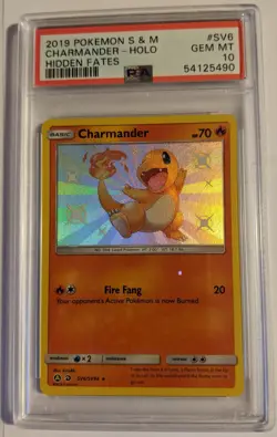 2019 Pokemon ENGLISH SUN & MOON Holo-CHARMANDER Hidden Fates #SV6 PSA 10 - Image 1
