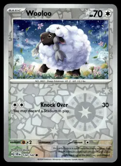Wooloo 124/142 Common Stellar Crown Pokemon Reverse Holo Near Mint - Image 1