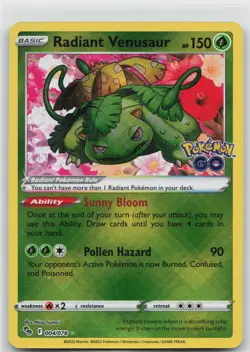 Radiant Venusaur Holo Radiant Rare Pokemon GO 004/078 NM - Image 1