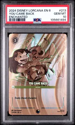 2024 DISNEY LORCANA EN 6-AZURITE SEA ENCHANTED #213 YOU CAME BACK PSA 10 - Image 1