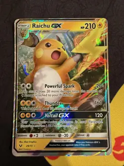 Pokemon Card RAICHU GX 29/73 HOLO GX RARE SHINING LEGENDS Sun & Moon NM - Image 1