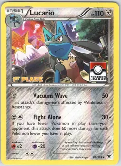 Lucario 63/124 Reverse Holo Pokemon League 1st, 2nd, 3rd, 4th Place Full Set LP - Image 3