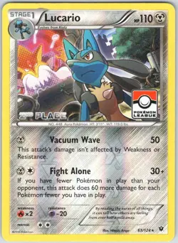 Lucario 63/124 Reverse Holo Pokemon League 1st, 2nd, 3rd, 4th Place Full Set LP - Image 5