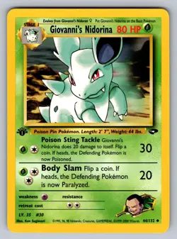 Giovanni's Nidorina 44/132 Uncommon Gym Challenge Pokemon 1st Edition Near Mint - Image 1