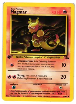Pokemon TCG Magmar 39/62 Uncommon Fossil 1st Edition LP/MP - Image 1
