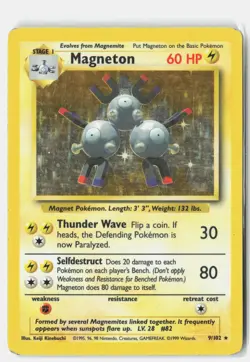 Magneton 9/102 HOLO Base Set Unlimited Pokemon Holo DMG Keiji Kinebuchi - Image 1