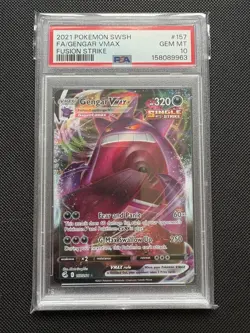 PSA 10 Gengar VMAX 157/264 Fusion Strike Pokemon Card - Image 1