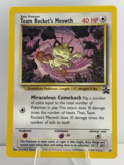 Team Rocket's Meowth 18/53 Wotc Black Star Promo Pokemon NM - Image 1