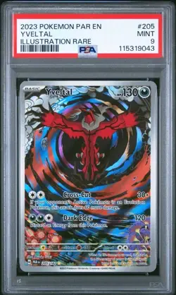 2023 Pokemon Yveltal #205/182 Full Art Illustration Rare Paradox Rift PSA 9 Mint - Image 1