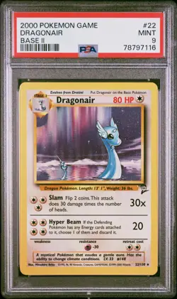 2000 POKEMON GAME BASE 2 #22 DRAGONAIR BASE SET II PSA 9 MINT - Image 1
