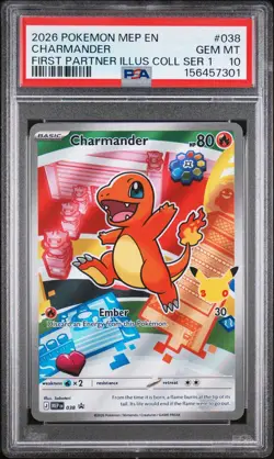 2026 Pokemon First Partner Illustration Series 1 Charmander #038 PSA 10 GEM MINT - Image 1