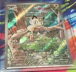 Pokemon Meowth 106/094 Paldean Fates Illustration Rare Full Art Holo English - Image 1