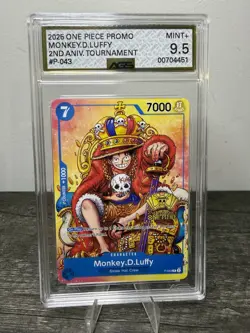 2024 ONE PIECE #043 2ND ANNIVERSARY TOURNAMENT PROMO MONKEY D LUFFY AGS 9..5 - Image 1