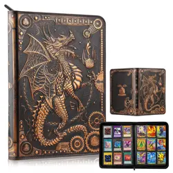 Card Binder 9 Pocket, 3D PU Leather Album with Zipper, 360 Side Loading Pocke... - Image 1