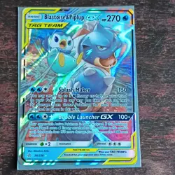Pokemon Blastoise & Piplup GX TAG TEAM Holo Ultra Rare 38/236 270HP EN - Image 1