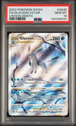 2023 POKEMON SWORD & SHIELD CROWN ZENITH #GG40 FULL ART/GLACEON VSTAR PSA 10 - Image 1