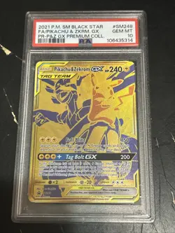 2021 POKEMON SM BLACK STAR PROMO #SM248 FULL ART/PIKACHU & ZEKROM GX PSA 10 - Image 1