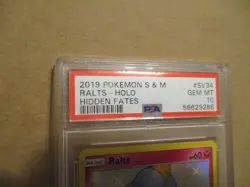 2019 POKEMON SUN & MOON HIDDEN FATES RALTS HOLO #SV34 PSA 10 GEM MINT MORE LISTD - Image 2