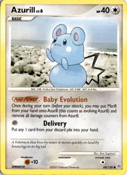 Azurill 69/130 Diamond and Pearl Pokemon Card TCG - Image 1