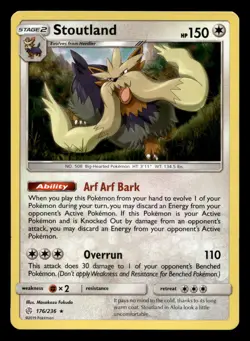 Stoutland 176/236 Rare Cosmic Eclipse Holo Pokemon NM - Image 1