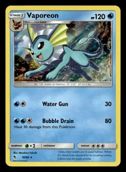 Vaporeon 18/68 Rare Hidden Fates Holo Pokemon NM - Image 1