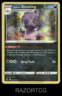GALARIAN SLOWKING 098/198 HOLO R CHILLING REIGN POKEMON NM/M - Image 1