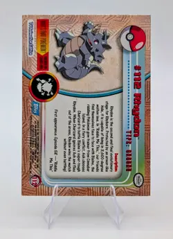 2000 Topps Pokemon Blue Logo: Rhydon Foil #112 - LP - Image 2