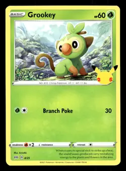 Grookey 8/25 McDonald's 25th Anniversary Stamped Promo 2021 Pokemon NM - Image 1