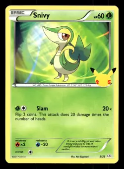 Snivy 5/25 McDonald's 25th Anniversary Stamped Promo 2021 Pokemon NM - Image 1