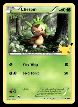Chespin 6/25 McDonald's 25th Anniversary Stamped Promo 2021 Pokemon NM - Image 1